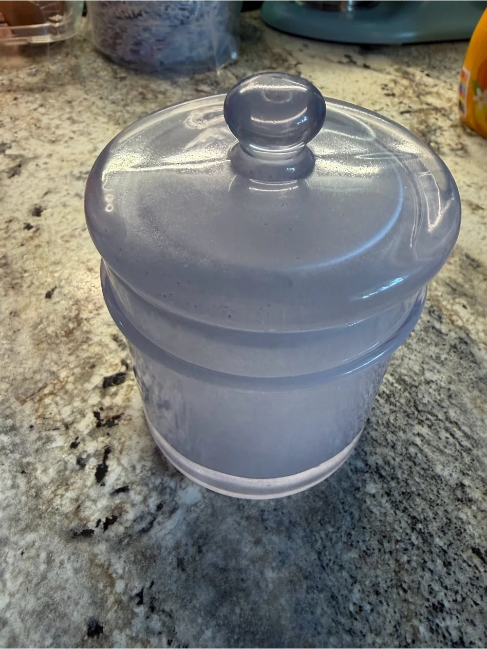 Frosted Glass Bathroom Canisters - Pale blue